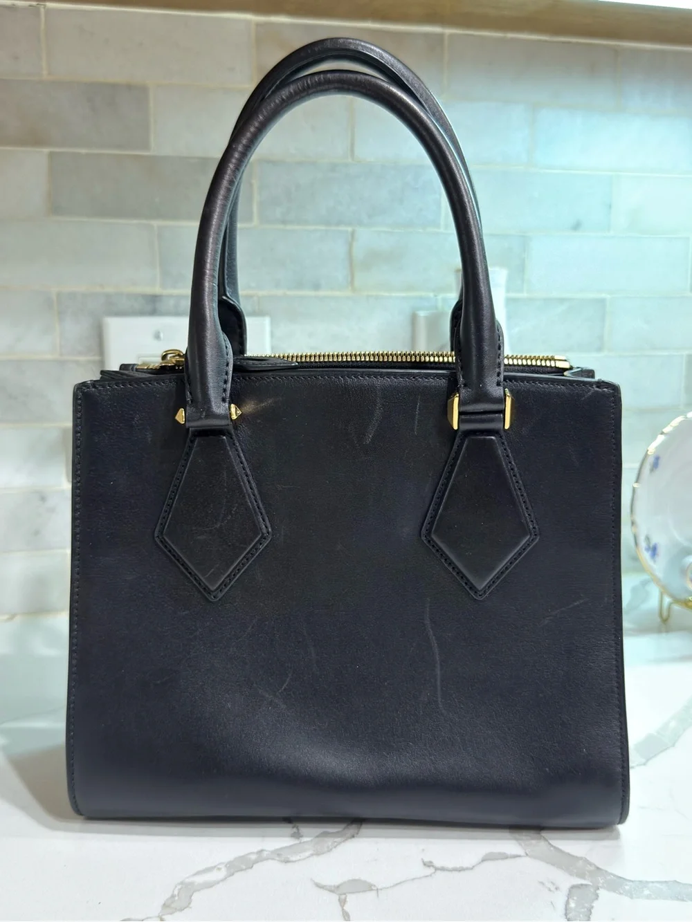 Michael Kors Collection, Black Leather Satchel Bag. High End Runway Line. - Picture 3 of 4